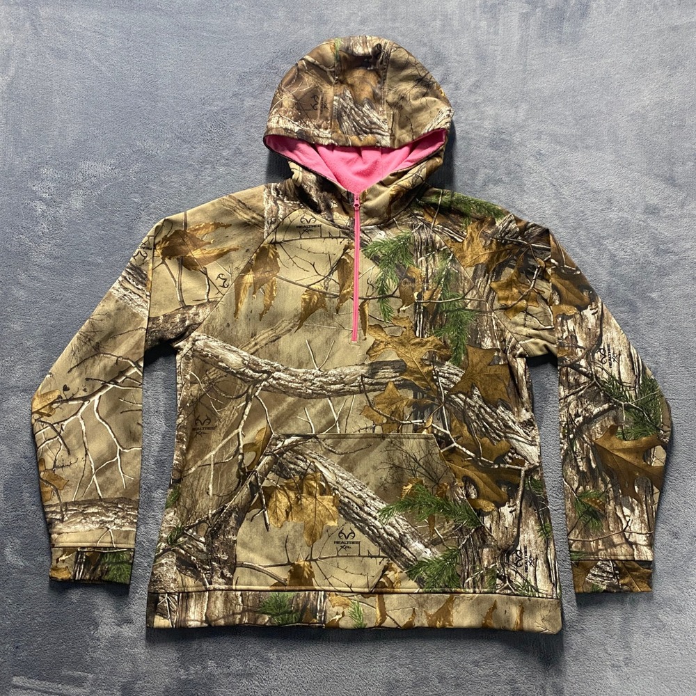 Gander Mountain Hoodie Womens Large Camo Realtree Xtra 1/4 Zip Pullover